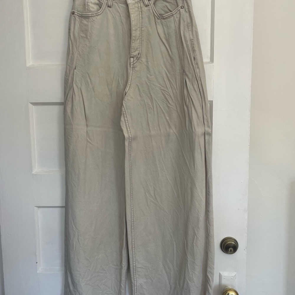 We The Free Beige Slouchy Jeans